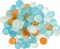 Flat Marbles Vase Filler - 0.68 Lb (70 pcs) Aqua White & Orange Glass Pebbles Vases - Clear Glass Stones for Vases - Flat Glass Marble for craft and Home décor - Aquarium Glass Marble filler
